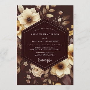 Espresso Elfenbein Barock Hochzeit Einladung