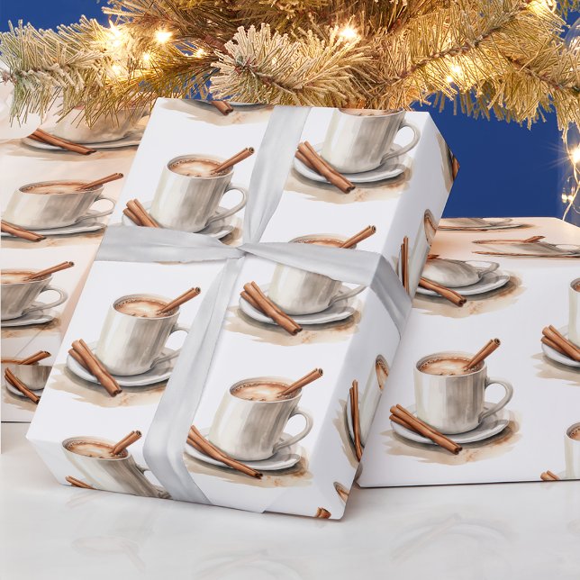 Espresso Geschenkpapier (Warm Espresso with Cinnamon Sticks Christmas  Wrapping Paper by Painted Paperie
)