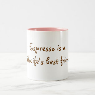 Espresso ist der beste Freund einer Hebamme! Zweifarbige Tasse