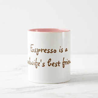 Espresso ist der beste Freund einer Hebamme! Zweifarbige Tasse