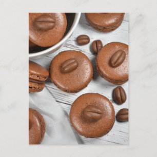 Espresso-Kaffeebauche Macarons Postkarte