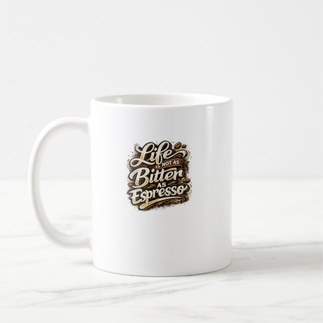 Espresso Lustige Kaffee-Typografie-Design Kaffeetasse (Links)