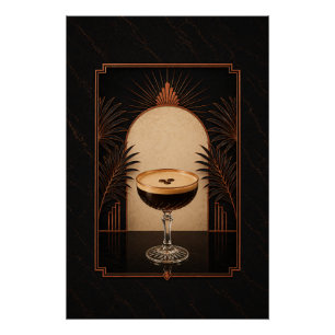 Espresso Martini Art Deco Poster Druckbares Kaff