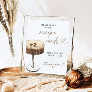 Espresso Martini Bridal Recipe Cards Sign, Recipe Poster