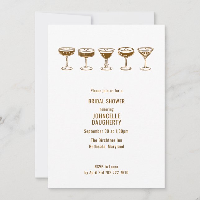 Espresso Martini Bridal Shower w/QR Code  Einladung (Vorderseite)