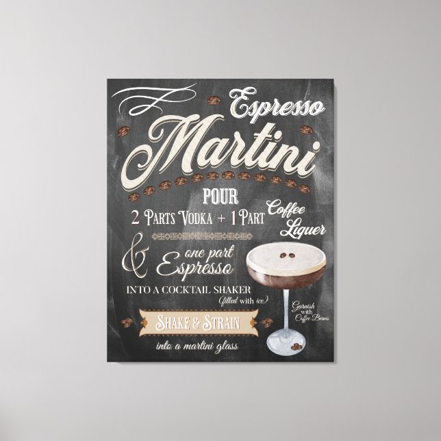 Espresso Martini Chalkboard Rezept Leinwanddruck (Vorderseite)
