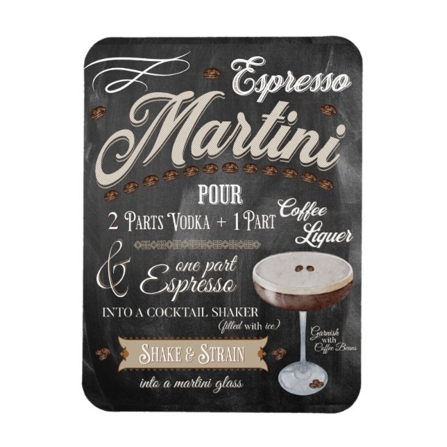 Espresso Martini Chalkboard Rezept Magnet (Vertikal)