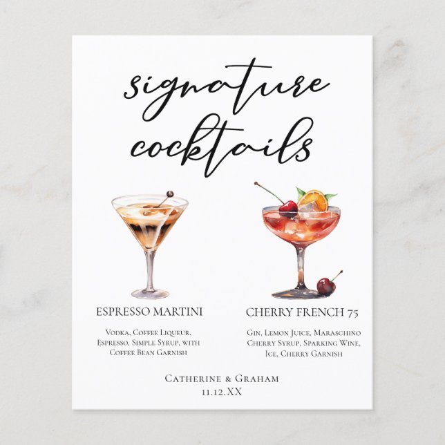 Espresso Martini Cherry French 75 Cocktails Menü (Vorderseite)