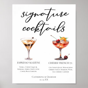 Espresso Martini Cherry French 75 Cocktails Menü Poster