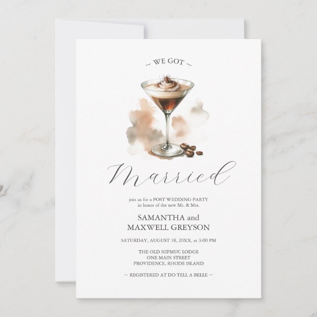 Espresso Martini Cocktail Post Wedding Party Einladung (Vorderseite)