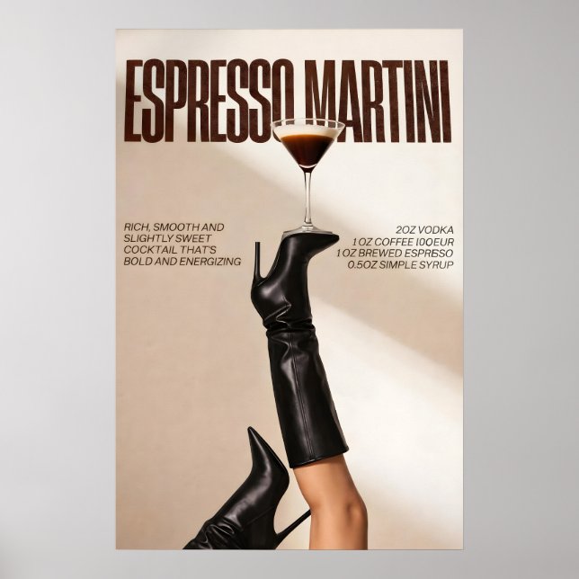 Espresso Martini Cocktail Poster, Modern Bar, Chic Poster (Vorne)