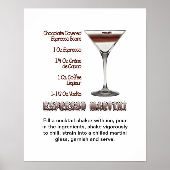 Espresso Martini Cocktail Rezept 16"x20" Poster (Vorne)