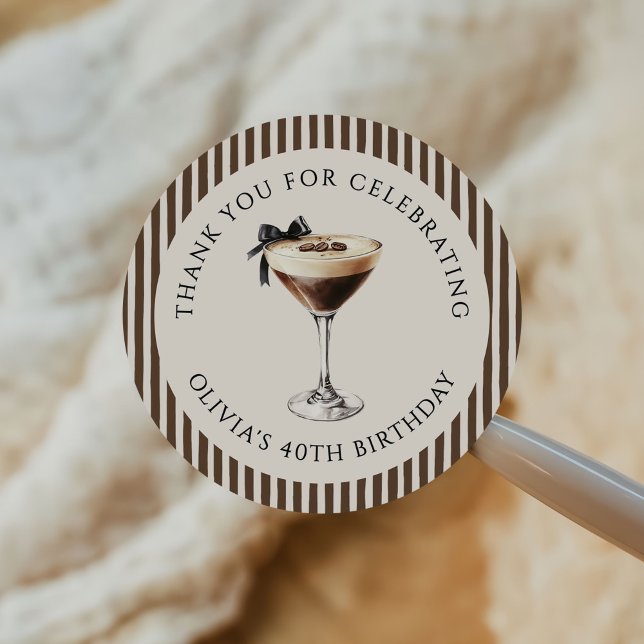 Espresso Martini Geburtstagsfeier Danke Runder Aufkleber (Von Creator hochgeladen)