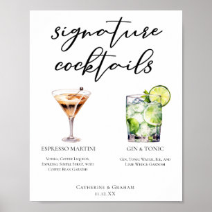 Espresso Martini Gin & Tonic Cocktail Hochzeitsmen Poster