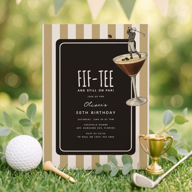 Espresso Martini Golf Thema 50. Geburtstag Einladung (Von Creator hochgeladen)