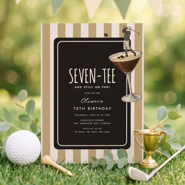 Espresso Martini Golf Themed 70th Birthday Einladung (Von Creator hochgeladen)