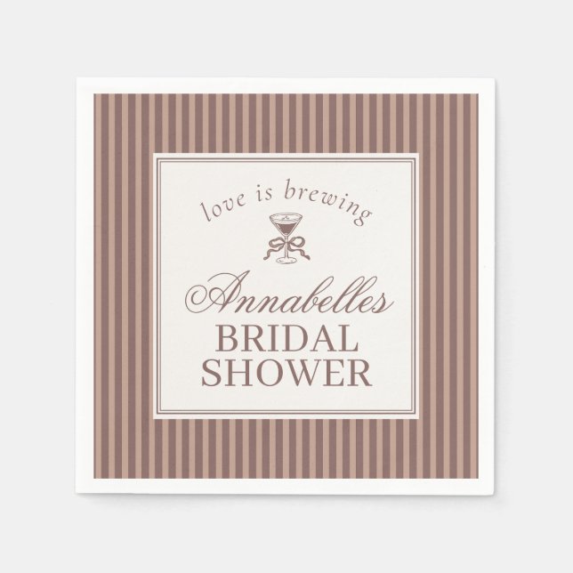 Espresso Martini Love Brewing Coffee Bridal Shower Serviette (Vorderseite)