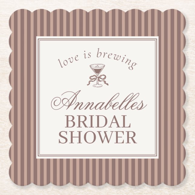 Espresso Martini Love Brewing Coffee Bridal Shower Untersetzer (Vorderseite)