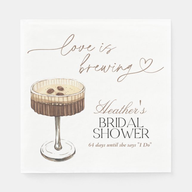 Espresso Martini Love Is Brewing Bridal Shower  Serviette (Vorderseite)