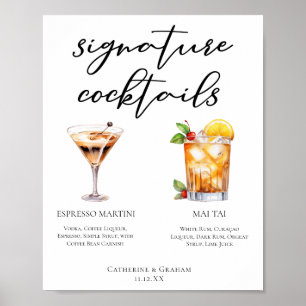 Espresso Martini Mai Tai Cocktails Hochzeitsmenü Poster