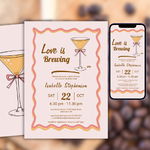 Espresso Martini Modern Wavy Coffee Brautparty  Einladung