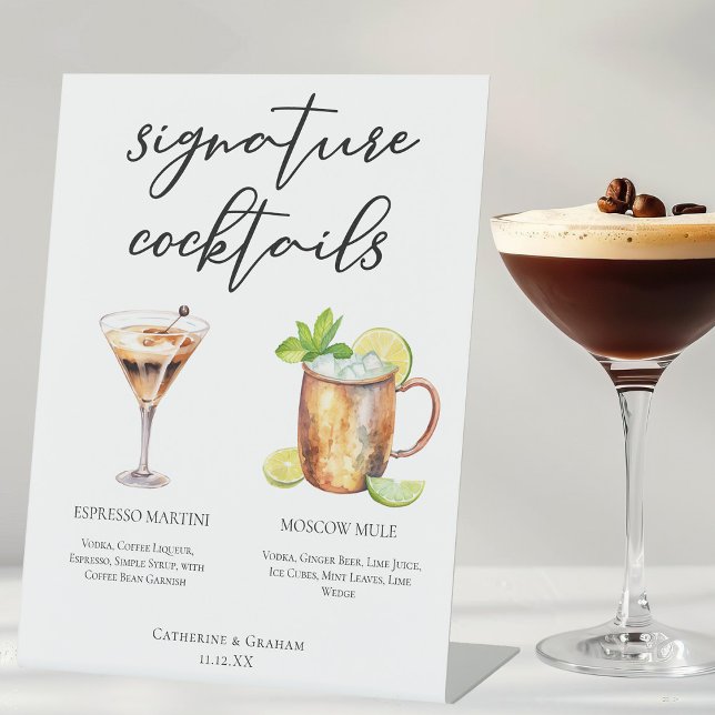 Espresso Martini Moskauer Mule Cocktail Hochzeitsm Sockelschild (Von Creator hochgeladen)