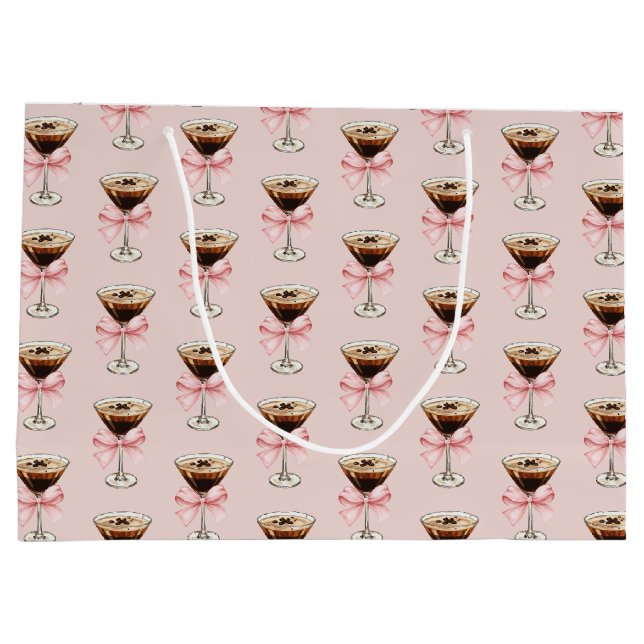Espresso Martini Muster Rosa Große Geschenktüte (Rückseite)