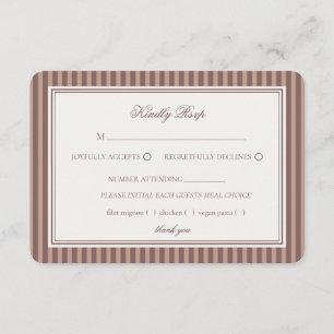 Espresso Martini Old Money Gestreifte Hochzeits-RS Begleitkarte
