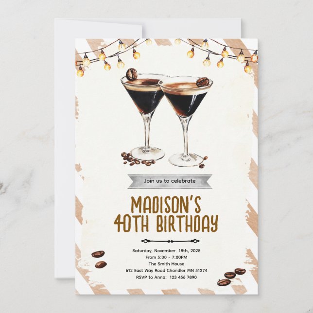 Espresso-Martini-Party-Einladung Einladung (Vorderseite)