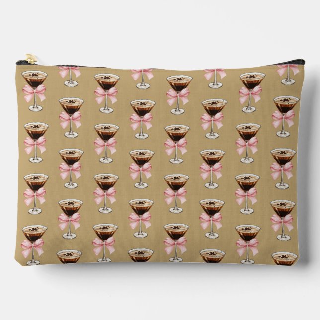 Espresso Martini Pattern Brown Zubehörtasche (Vorderseite)