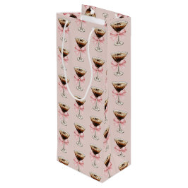 Espresso Martini Pattern Pink Geschenktüte Für Weinflaschen