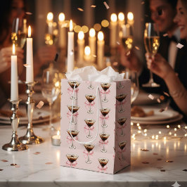 Espresso Martini Pattern Pink Mittlere Geschenktüte
