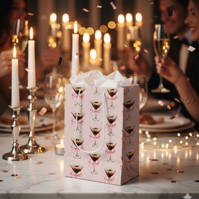 Espresso Martini Pattern Pink Mittlere Geschenktüte (Von Creator hochgeladen)