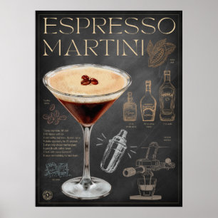 Espresso Martini Recii Chalkboard Cocktail Art Col Poster