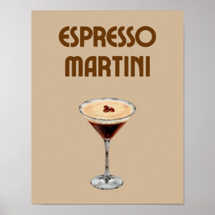 Espresso Martini Retro Tan und Brown Cocktail Poster