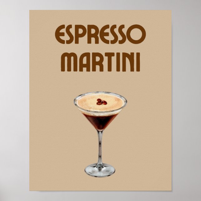 Espresso Martini Retro Tan und Brown Cocktail Poster (Vorne)