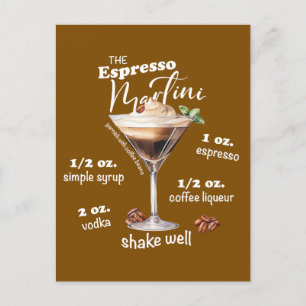 Espresso Martini Rezept Cocktail Illustration Postkarte