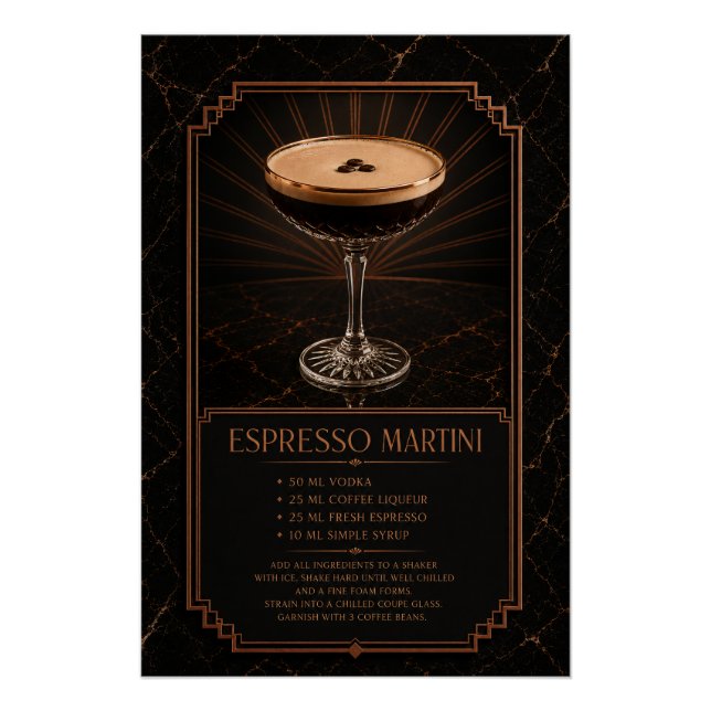 Espresso Martini Rezeptposter | Bar Art Poster (Vorderseite)