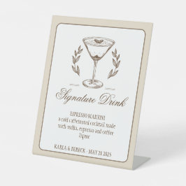 Espresso Martini Signature Drink Menü Hochzeit Sockelschild