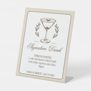 Espresso Martini Signature Drink Menü Hochzeit Sockelschild