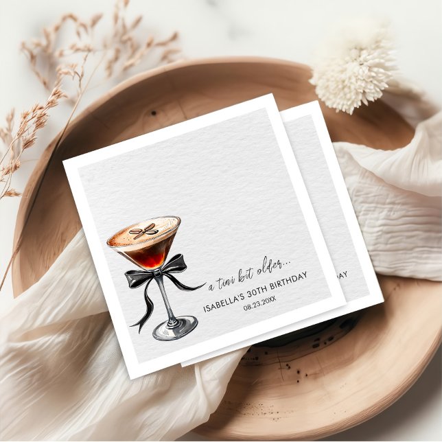 Espresso Martini Tini ein bisschen ältere Geburtst Serviette (Von Creator hochgeladen)