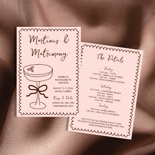 Espresso Martinis & Matrimony Hand Drawn Whimsical Einladung (Espresso Martinis & Matrimony Hand Drawn Whimsical Invitation)