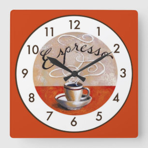 Espresso Quadratische Wanduhr