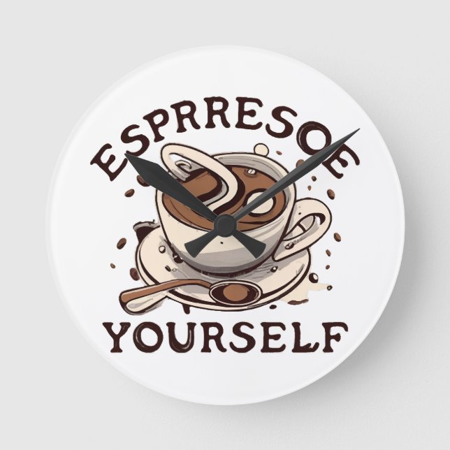 Espresso Runde Wanduhr (Vorderseite)