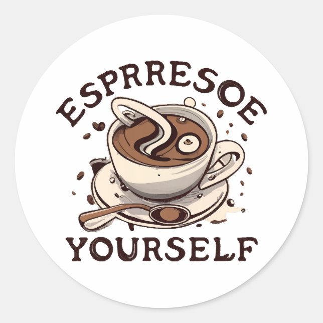 Espresso Runder Aufkleber (Vorderseite)