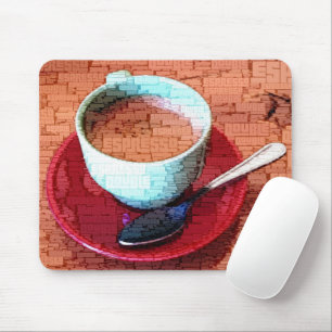 Espresso-Schalen-und Löffel-Wort-Wolke Mousepad