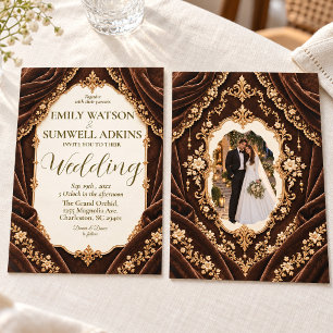 Espresso-Schokoladen-Samt-Barock-Hochzeit Einladung