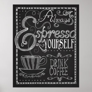 Espresso selbst, Kaffeekartentyppografie Poster