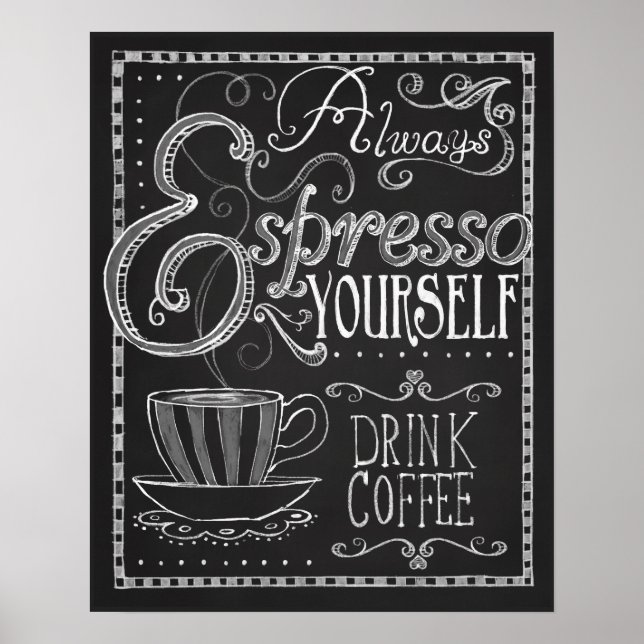 Espresso selbst, Kaffeekartentyppografie Poster (Vorne)