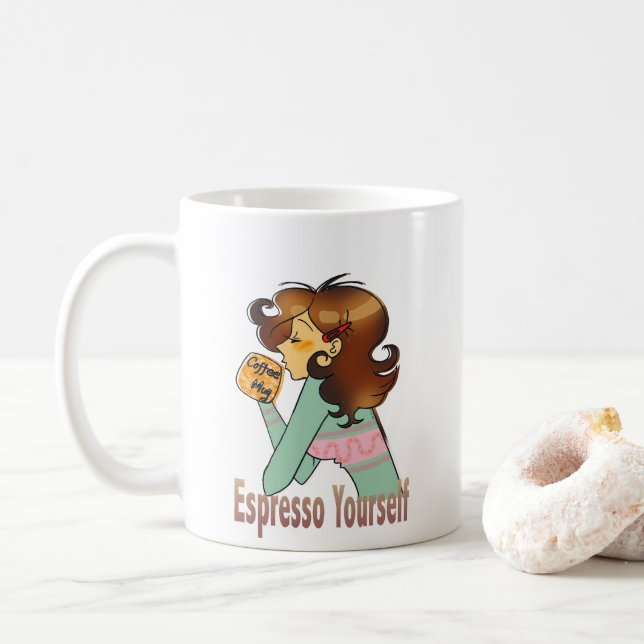 Espresso selbst Niedlicher Kaffeeentwurf Kaffeetasse (Mit Donut)